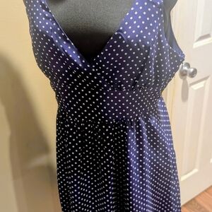 GAP Navy and White Polka Dot Midi Dress